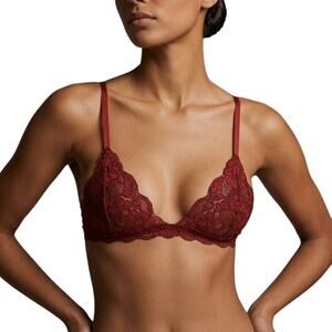 Free People We Are HAH Chi Bralette Maroon Lace Wireless Women Small NWT